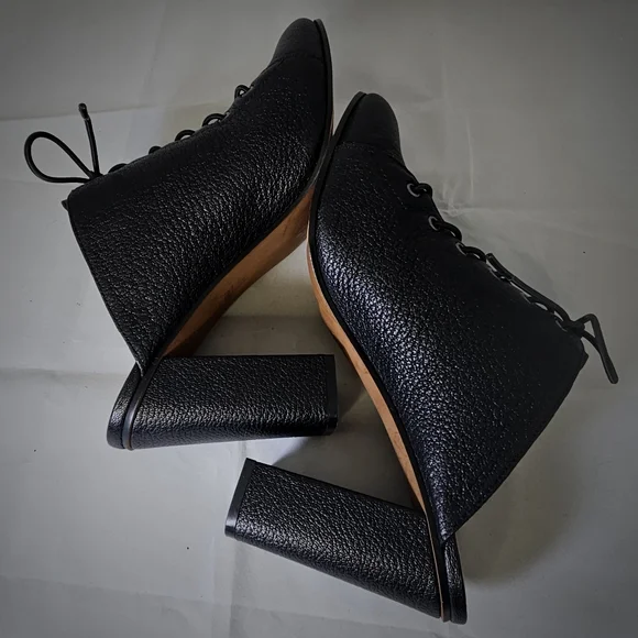 SYLVIE By Linea Paolo | Sassy Lace-UpHigh Block Heel LeatherMule - Picture 6 of 7